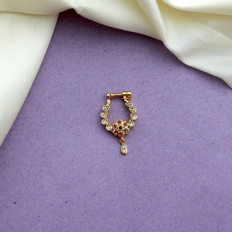 Antique Gold AD Flower Bridal Nath